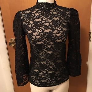 Black Lace Longsleeve Shirt